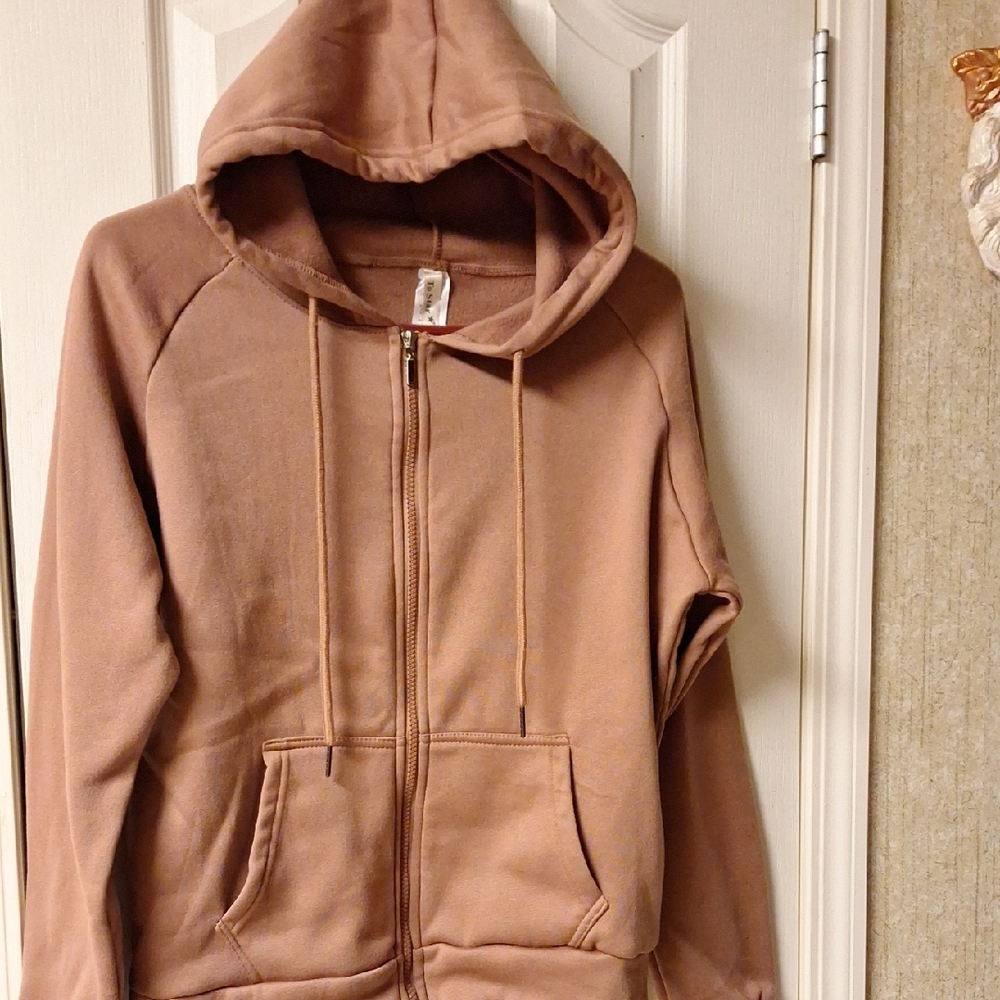 To Stae Brown Hooded Zip-Up Sweatshirt. Size Womens Small. NWOT